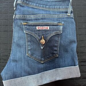 Hudson Jeans Medium Blue Denim Cuffed Jean Shorts